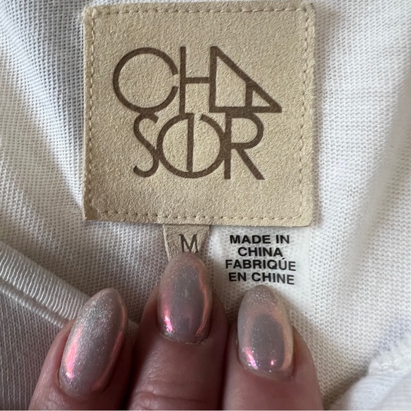 Chaser White Ruffle Button-Up Women's Knit Top M - Picture 4 of 8